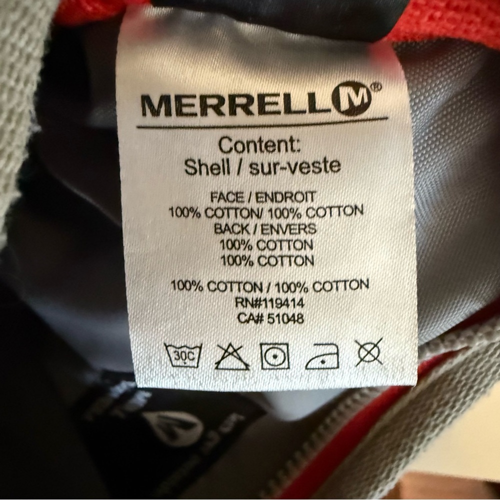 Merrell Crossbody Gray Zip-Around 100% Cotton Canvas with Red Accents Bag Purse - Picture 11 of 14